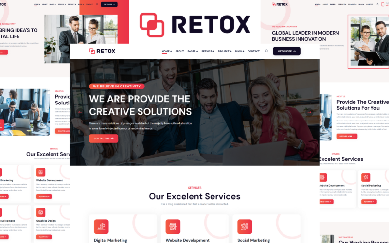 Retox - HTML5-sjabloon voor creatief bureau
