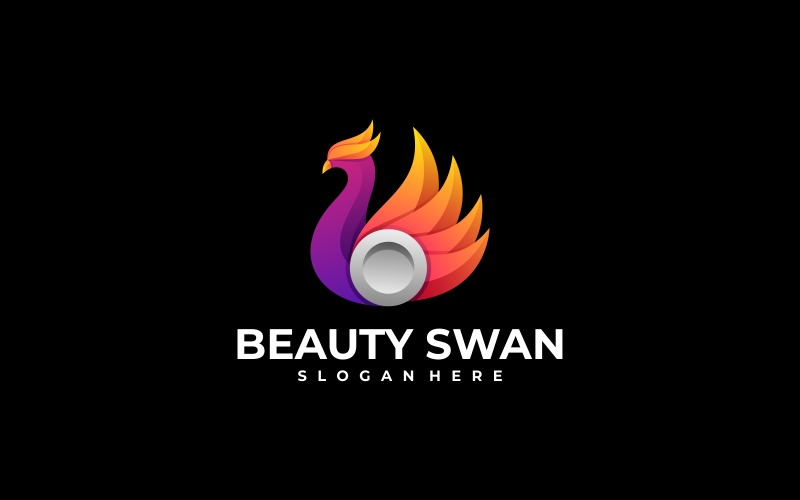 Logotipo colorido degradado de cisne de belleza
