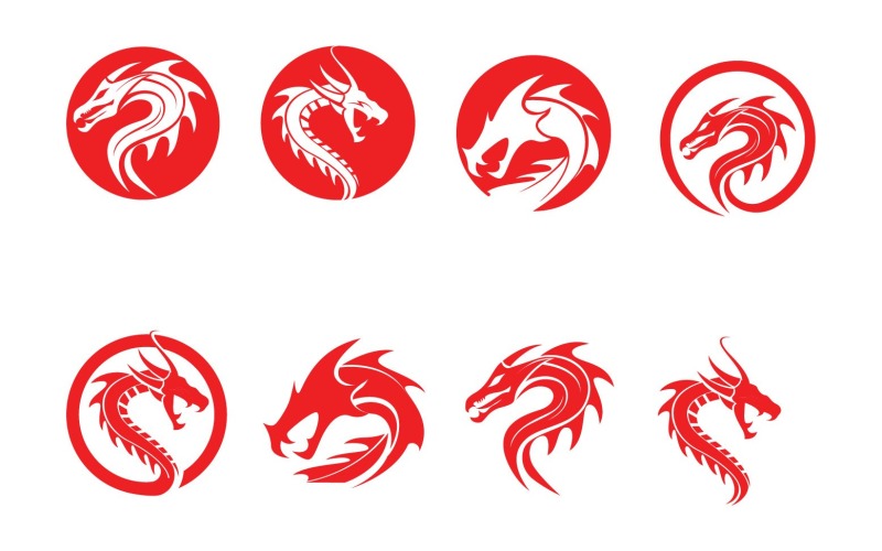 Modelo de logotipo de design de ilustração de ícone vetorial de dragão