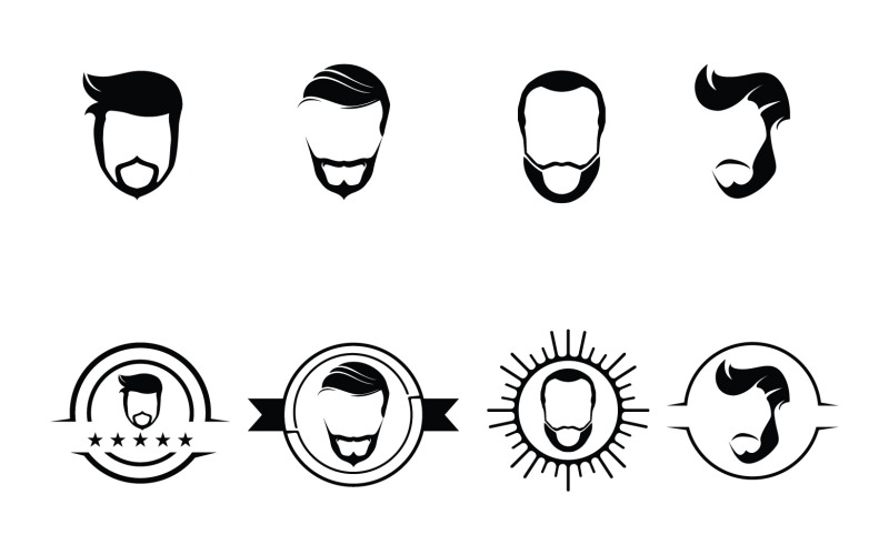 Skägg Och Mustasch Logotyp Och Symbol