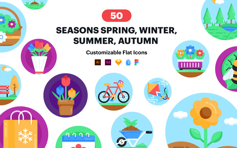 Всесезонные иконки - 50 векторных иконок