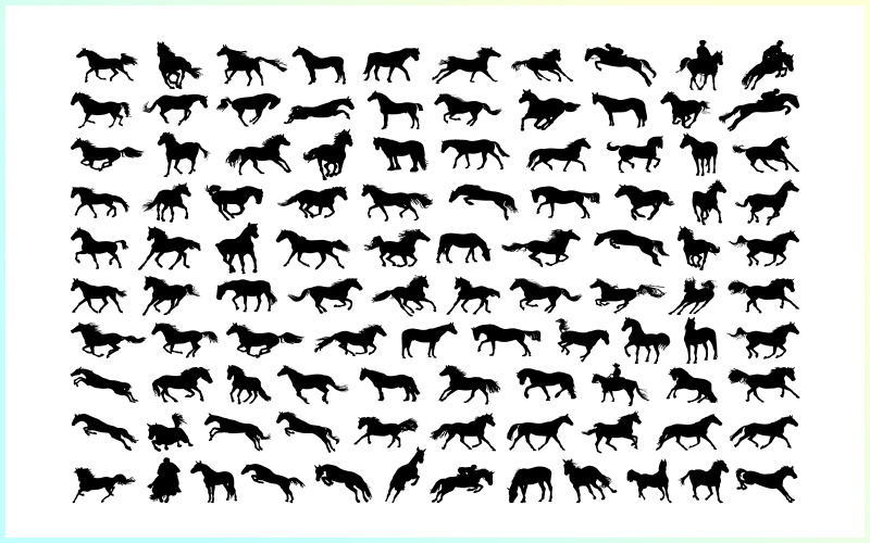 Paquete de silueta de caballo, vector de caballo, paquete de unicornio gratis
