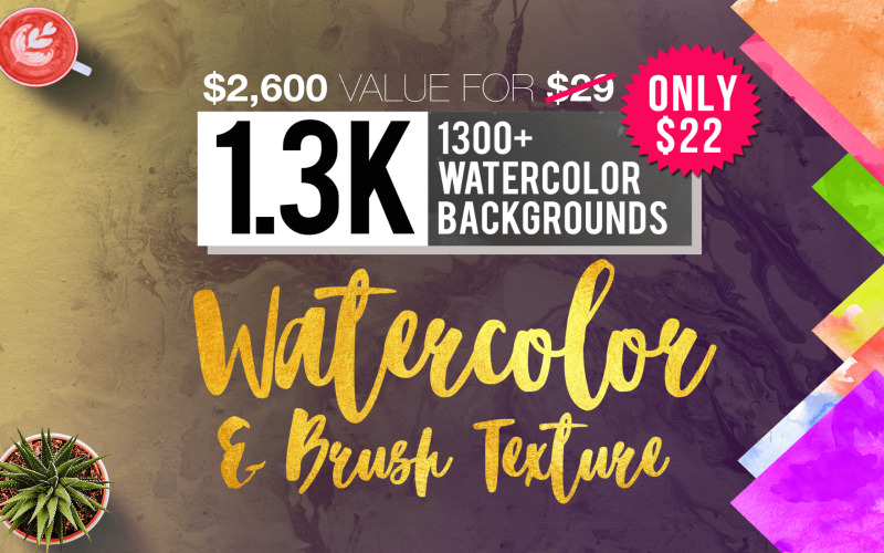 1300 Watercolor and Brush Texture Background Bundle - Background
