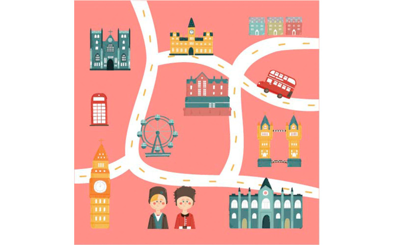 Ilustración de diseño de mapa de Reino Unido