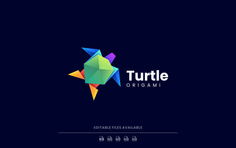 Kaplumbağa Renkli Düşük Poli Logo