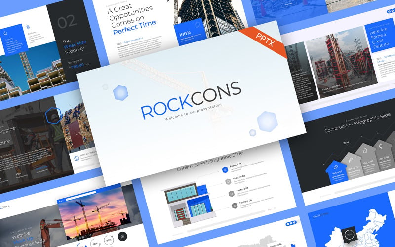 Šablona PowerPoint konstrukce RockCons