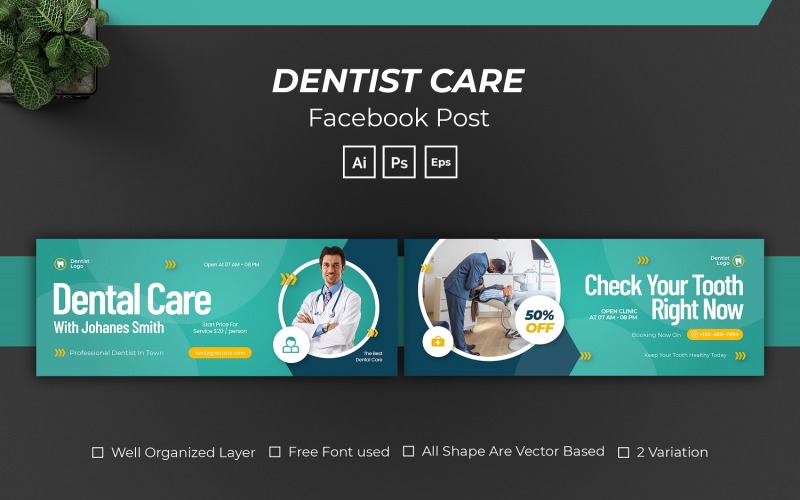Dentist Care Facebook Cover 233988 TemplateMonster