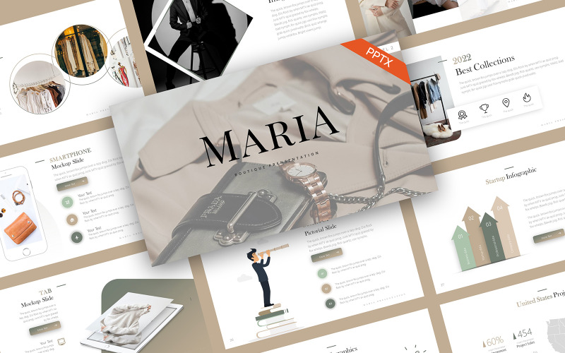 Maria Fashion Boutique Sjablonen PowerPoint presentatie