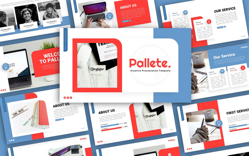 Tavolozza Modello di presentazione PowerPoint multiuso creativo