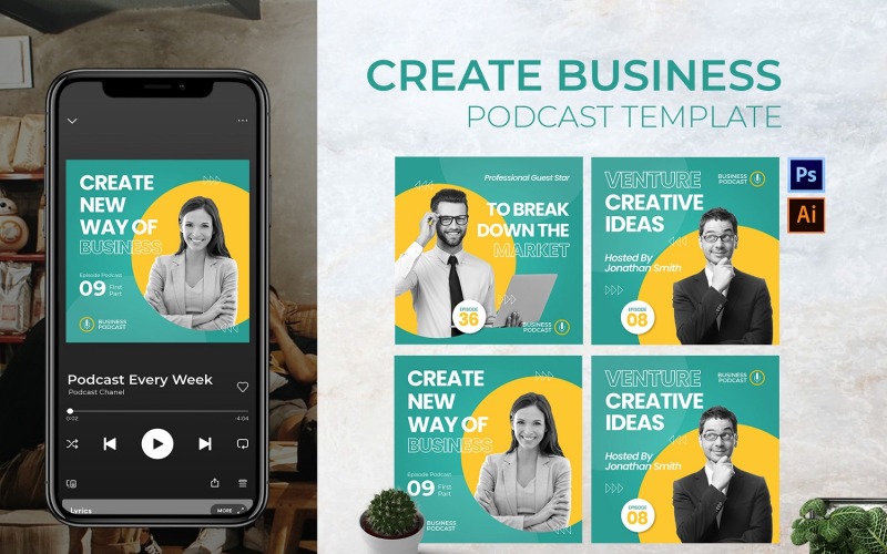 Utwórz okładkę podcastu biznesowego