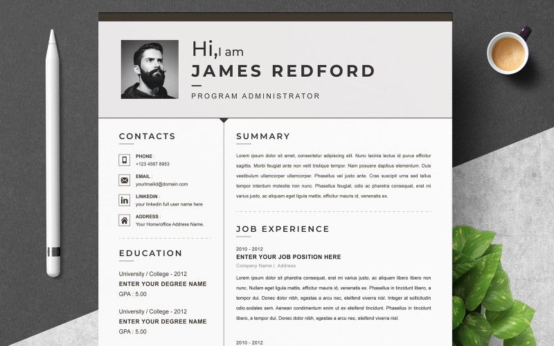 James / Clean & Modern Resume Template - TemplateMonster