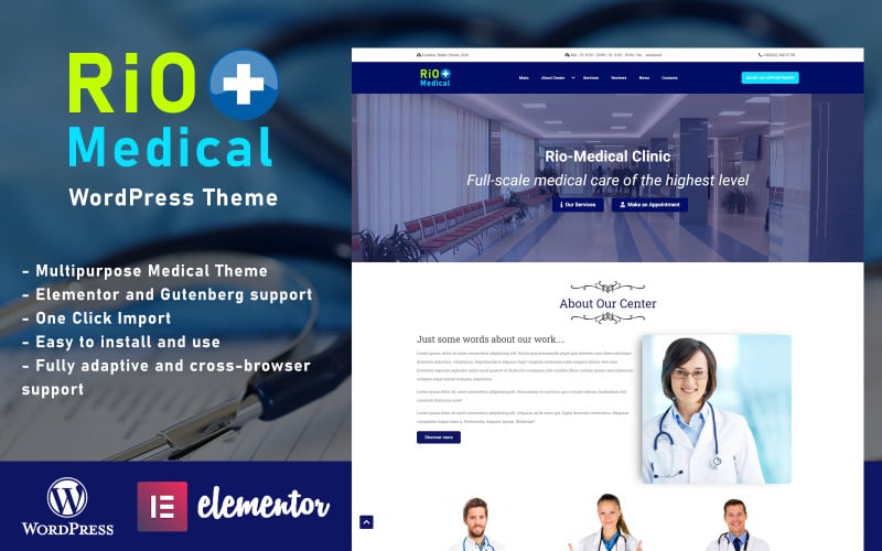 Rio-Medical - Tema de WordPress para la página de destino del centro médico
