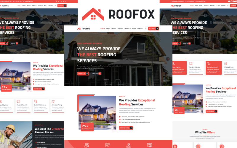 Roofox - Modello HTML5 per servizi di copertura