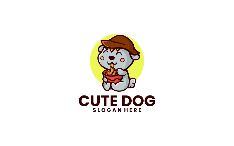 Sevimli Köpek Karikatür Logo Tarzı