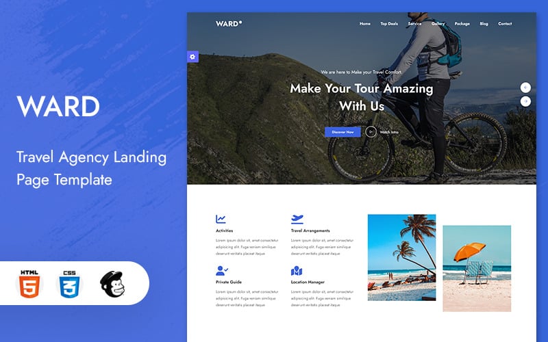 Ward - Tour and Travel Agency Landing Page Template