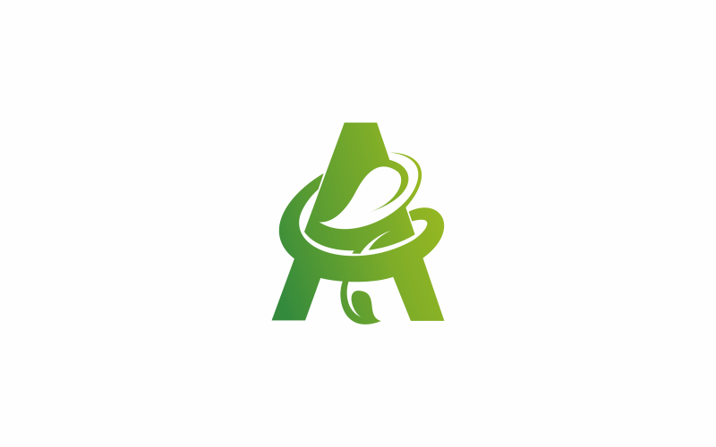 modello di logo lettera a foglia