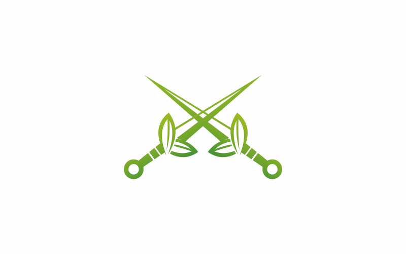 modelo de logotipo de espada verde folha