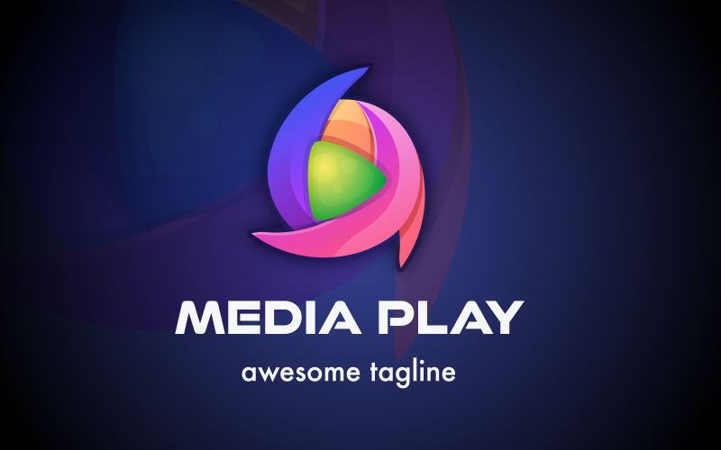 Шаблон логотипа Media Play Gradient