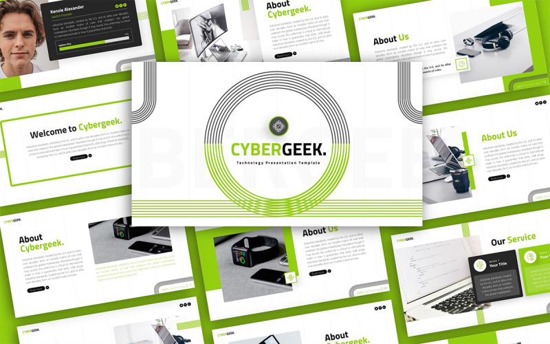 Cybergeek Technology Multipurpose Presentation PowerPoint šablona