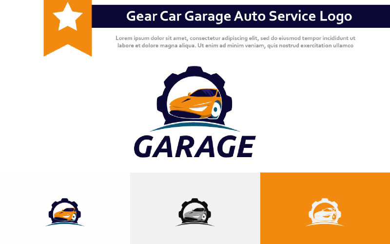 Modello di logo del servizio di riparazione del garage dell'auto dell'ingranaggio