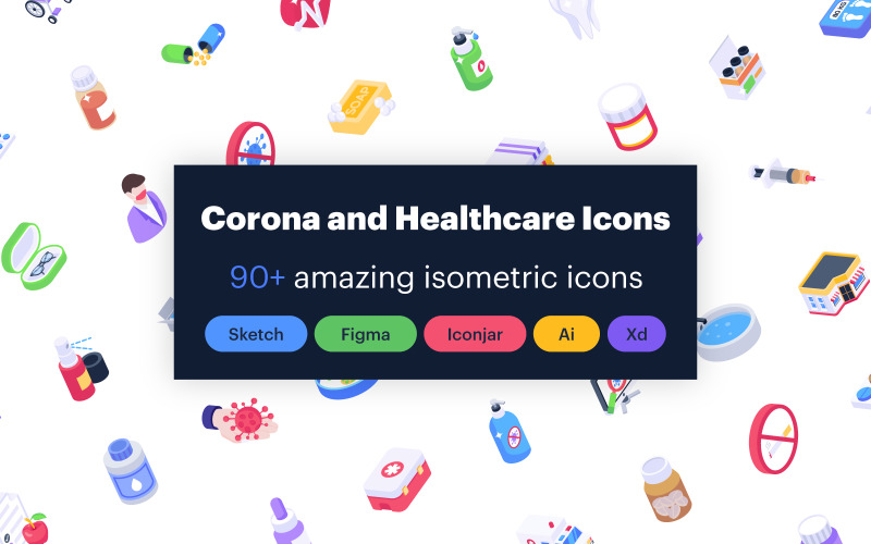 Gezondheidszorg Isometrisch Icons Set