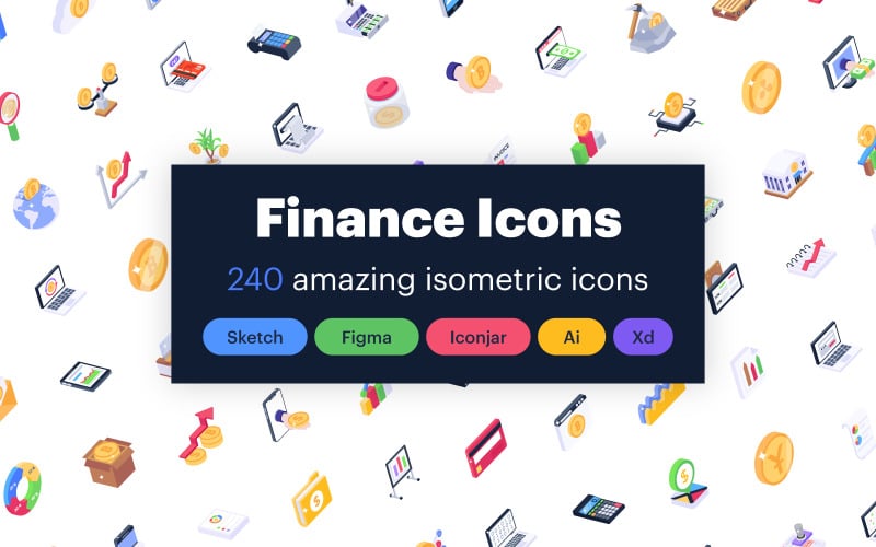 Pakket met online bankieren Isometrisch Icons