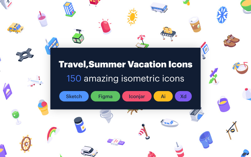 Utazás, nyári és nyaralás ikonok