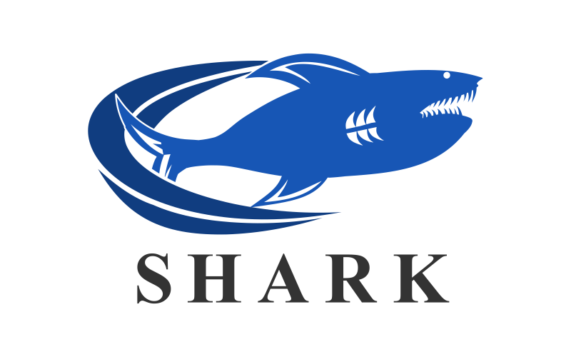 Logotipo de diseño personalizado de tiburón azul