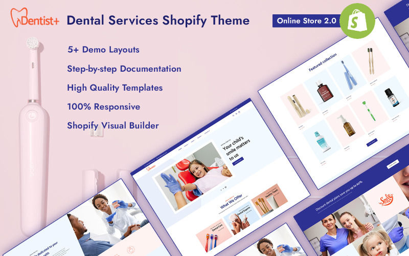 Dentist plus - 牙科护理和服务 Shopify 主题