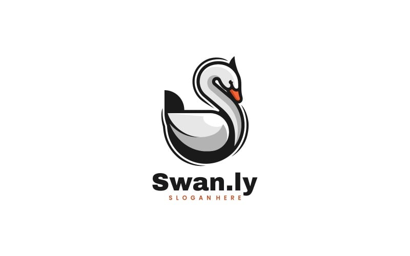 Plantilla de logotipo de mascota simple de cisne