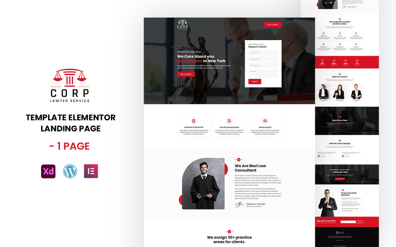 Advogado Corporativo - Advogado e Advogado Pronto para Usar Modelo Elementor