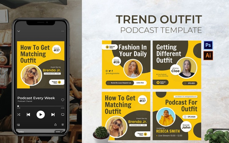 Modèle de couverture de podcast Trend Outfit