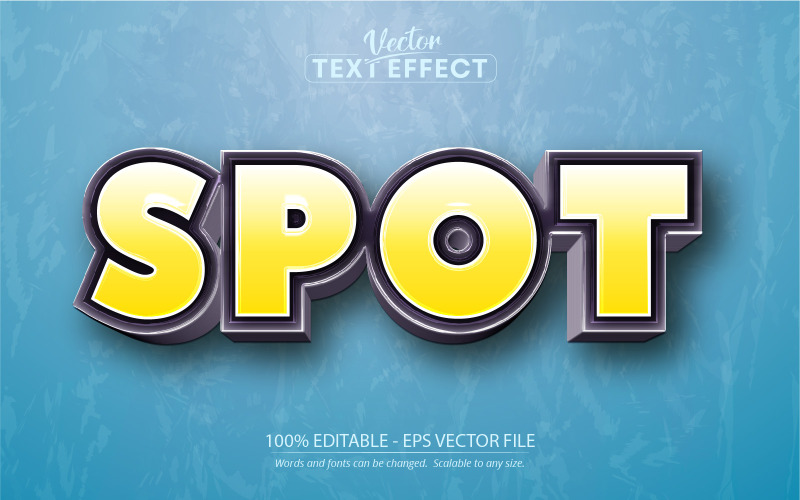 Spot - redigerbar texteffekt, glänsande tecknad textstil, grafikillustration