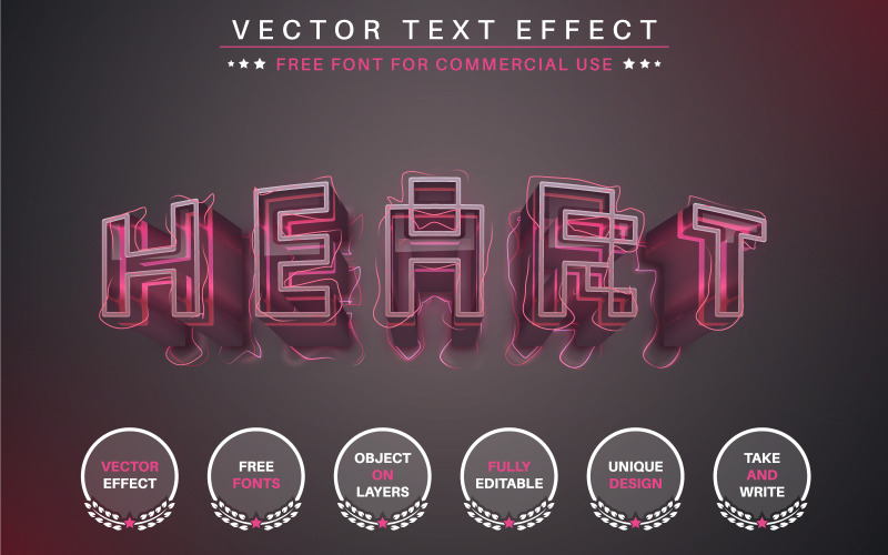 Pixel Heart - bewerkbaar teksteffect, letterstijl, grafische illustratie
