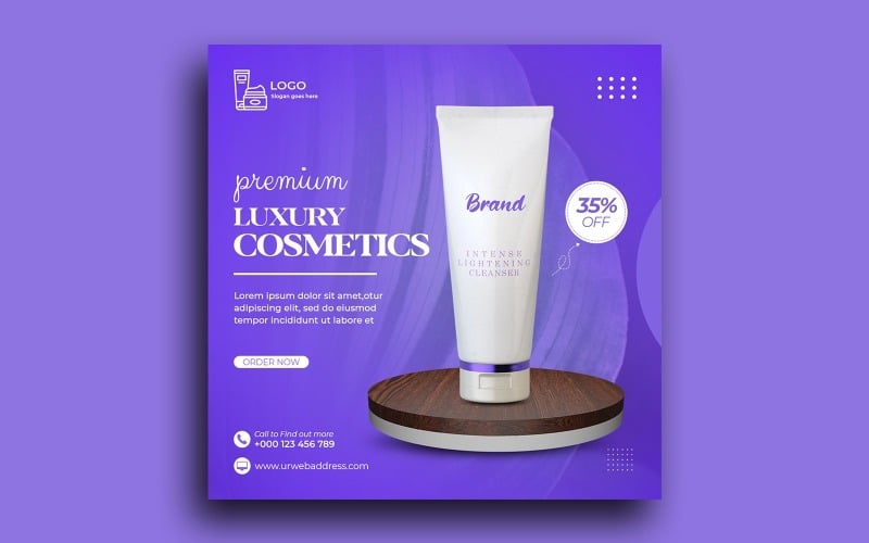 Produtos de beleza cosméticos venda post de mídia social modelo de postagem do instagram