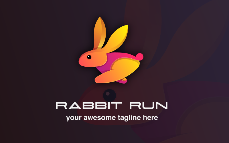 Logotipo degradado colorido de conejo de velocidad