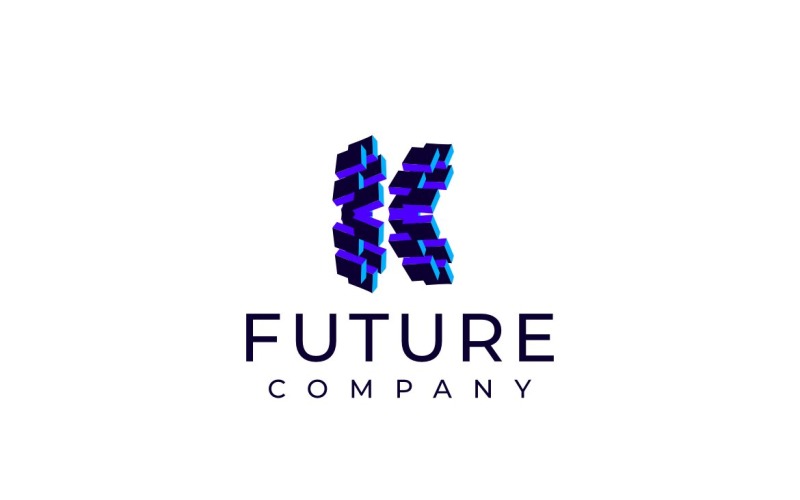 Logotipo da letra K futurista do bloco Techno