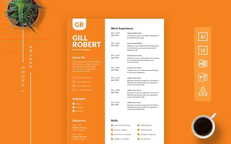 Profesní životopis a šablona životopisu Adobe InDesign & MS Word