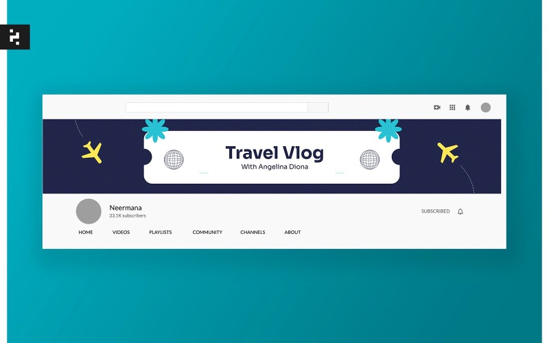 Modello di copertina di Youtube per Vlog di viaggio
