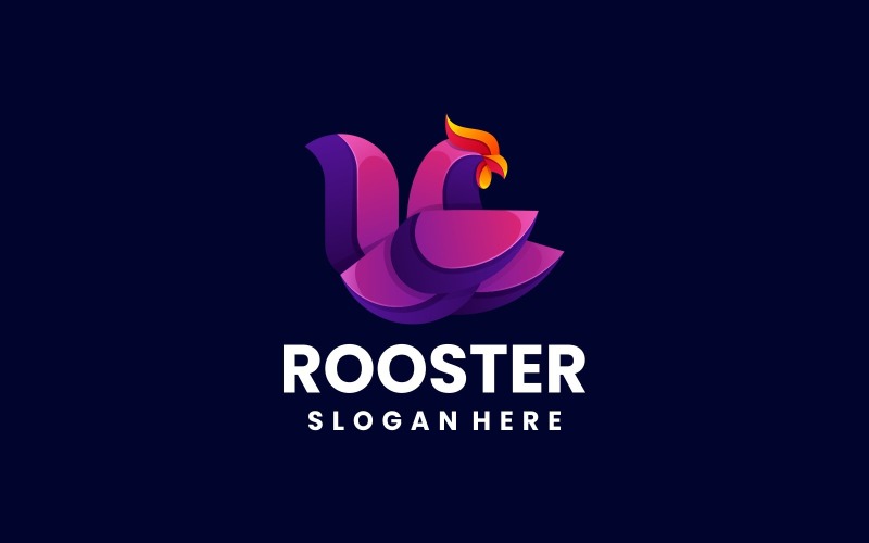 Diseño de logotipo de color degradado de gallo vectorial