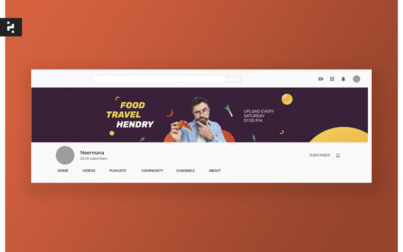Modello di copertina per Youtube di cibo