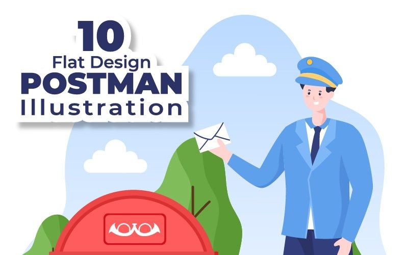 10 brevbärare tecknad vektorillustration