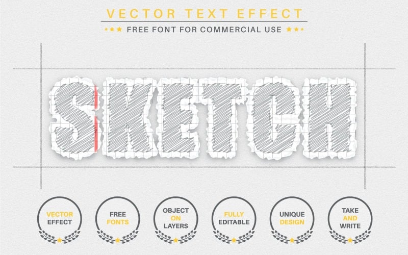 Бумага для штриховки - редактируемый текстовый эффект, стиль шрифта, графическая иллюстрация