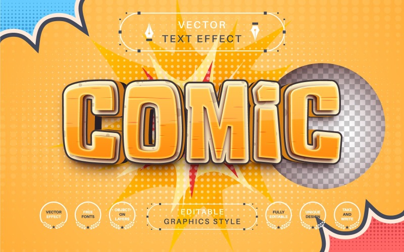 Comico umoristico - Effetto testo modificabile, Stile carattere, Illustrazione Grtaphics