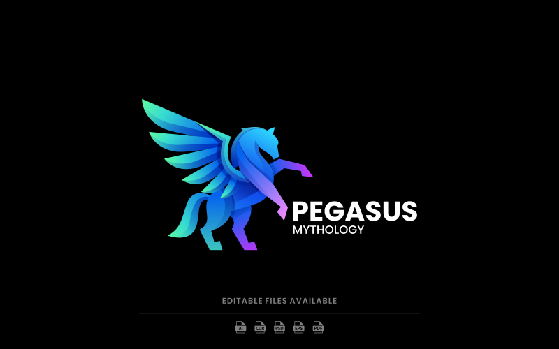 Estilo de Logotipo Colorido Gradiente Pegasus