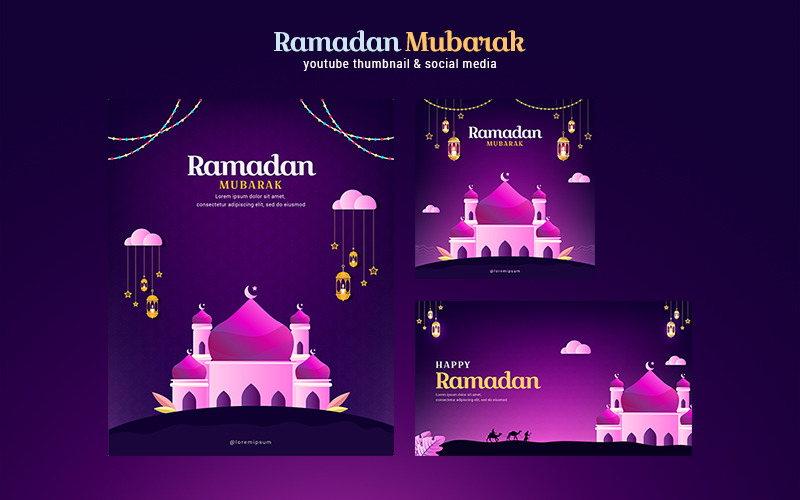 Ramazan Bayramınız Kutlu Olsun - Youtube Küçük Resimleri ve Sosyal Medya için Banner Şablonu