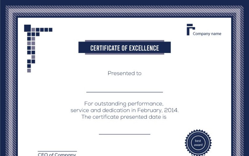 Шаблони нагородних сертифікатів для компанії Excellence Carrier