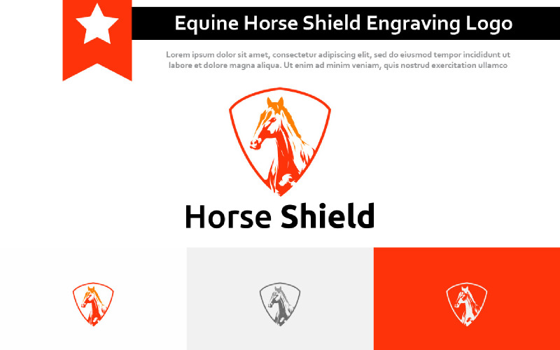 Equine Equestrian Horse Shield Gravyr Style Vintage Retro logotyp mall