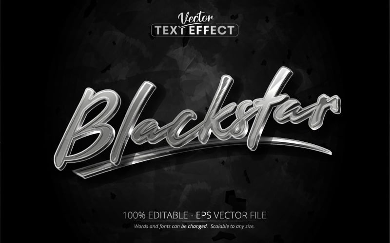Blackstar - Bearbeitbarer Texteffekt, schwarzer metallischer und silberner Textstil, Grafikillustration