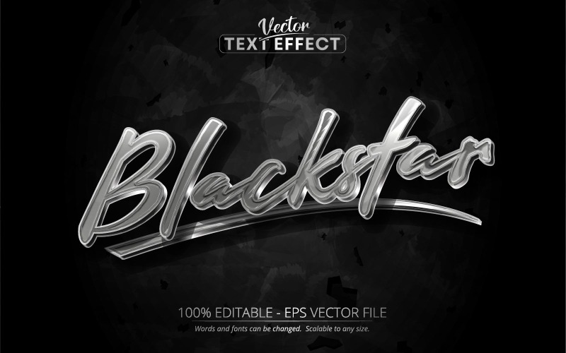 Blackstar - redigerbar texteffekt, svart metallisk och silvertextstil, grafisk illustration